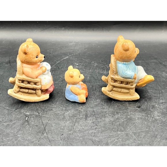 Vtg Set of 3 Homco Porcelain Teddy Bear Family Figurines Mother Father Baby 2.5" - Picture 5 of 6